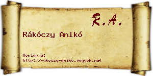 Rákóczy Anikó névjegykártya